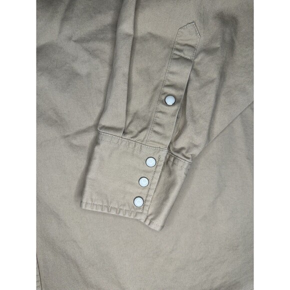 Wrangler Western Pearl Snap Shirt 20x36 Big Khaki Tan Long Sleeve Cowboy Work - Picture 2 of 8
